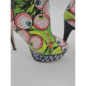 Iflbty Timmy Chew Platform Bootie Ghostly Green Size 11 Womens Heels